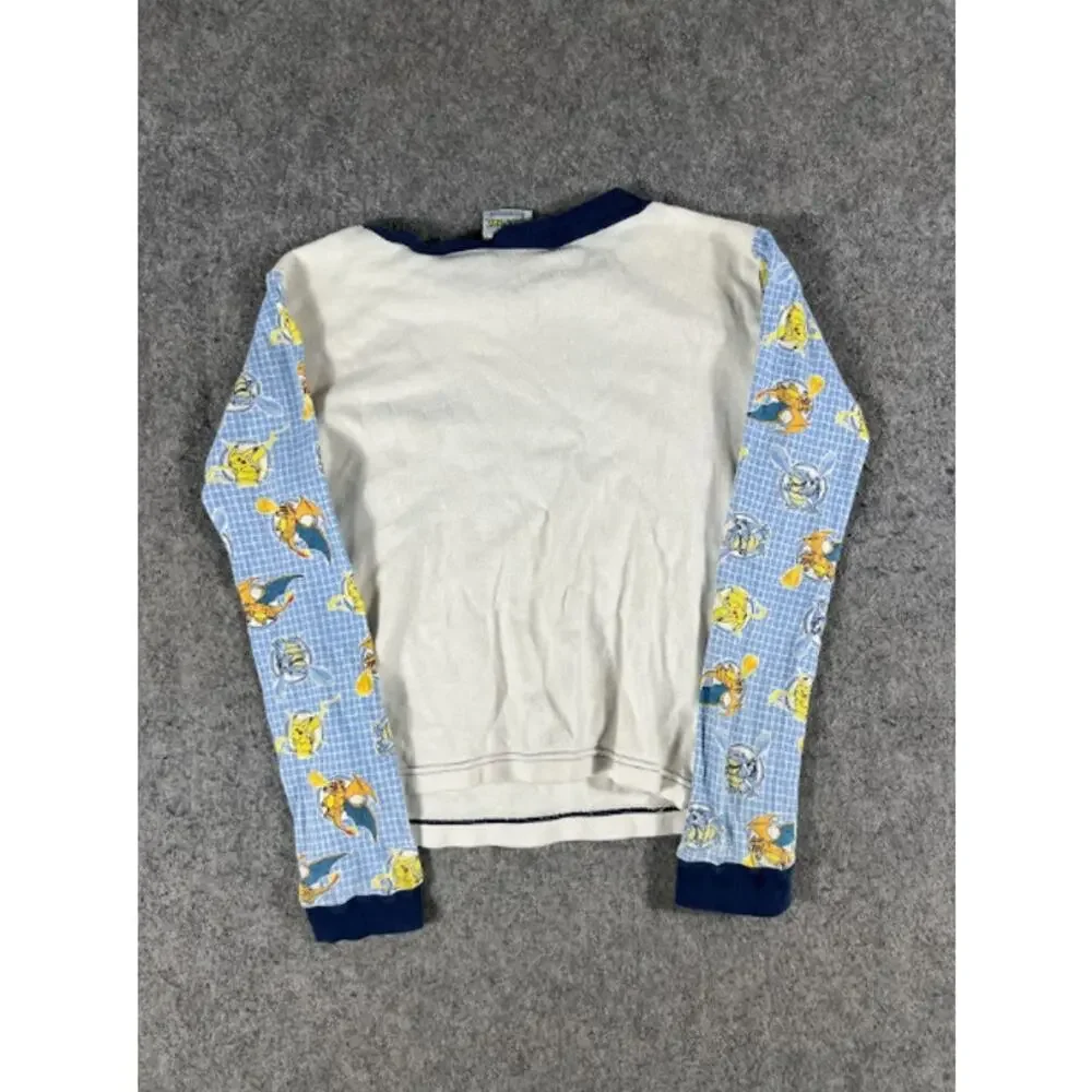 VTG 90s Pokemon Academy Pajama Set Boy Youth 10 Blue White Pikachu AOP Sleepwear